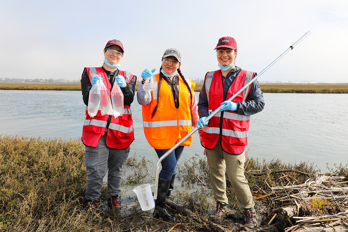 Researchers gather water samples from Tijuana River Estuary