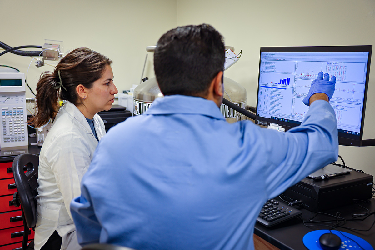 Health researchers inspect data